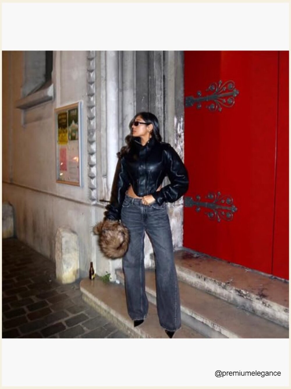 Faux Leather Crop Bomber Jacket Zip Up Motorcycle Y2K Streetwear - Picture 5 of 7